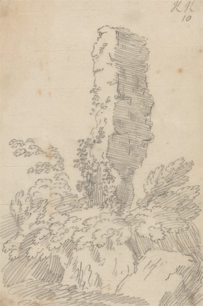 Perpendicular Rock and Trees by John Robert Cozens